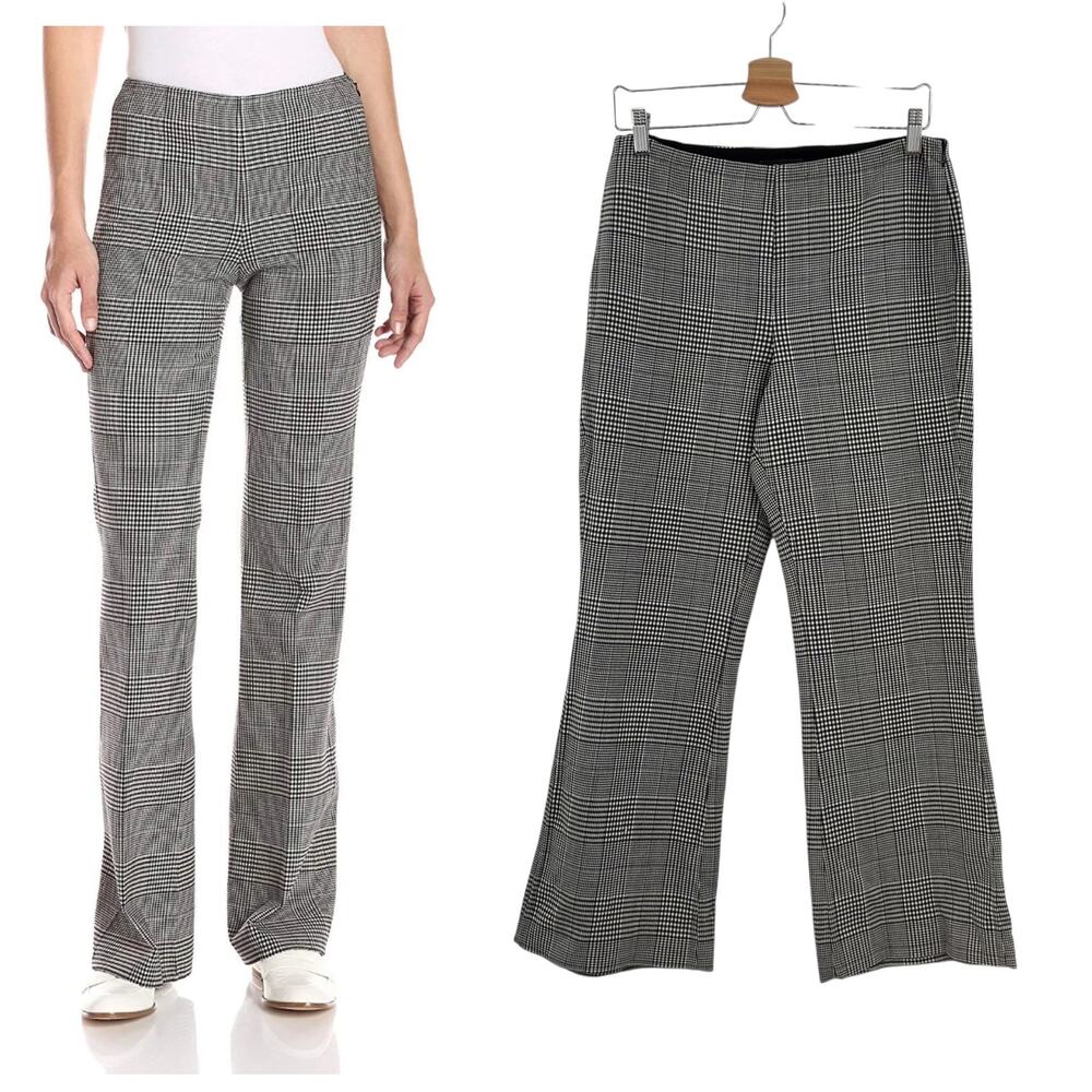 Theory Demitria Df Portland Pants Plaid Houndstooth Wool Black Whiteโ Size US 8
